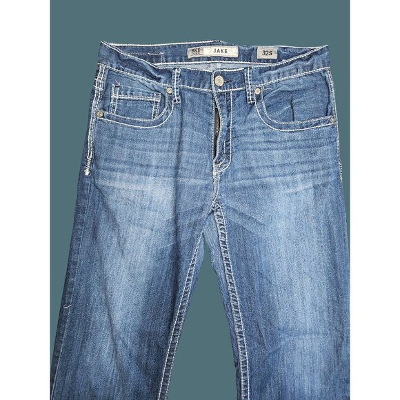 BKE Denim Jake Straight Leg Thick Stitching Western Rodeo Men Jeans 32S (32x29) - Picture 3 of 9